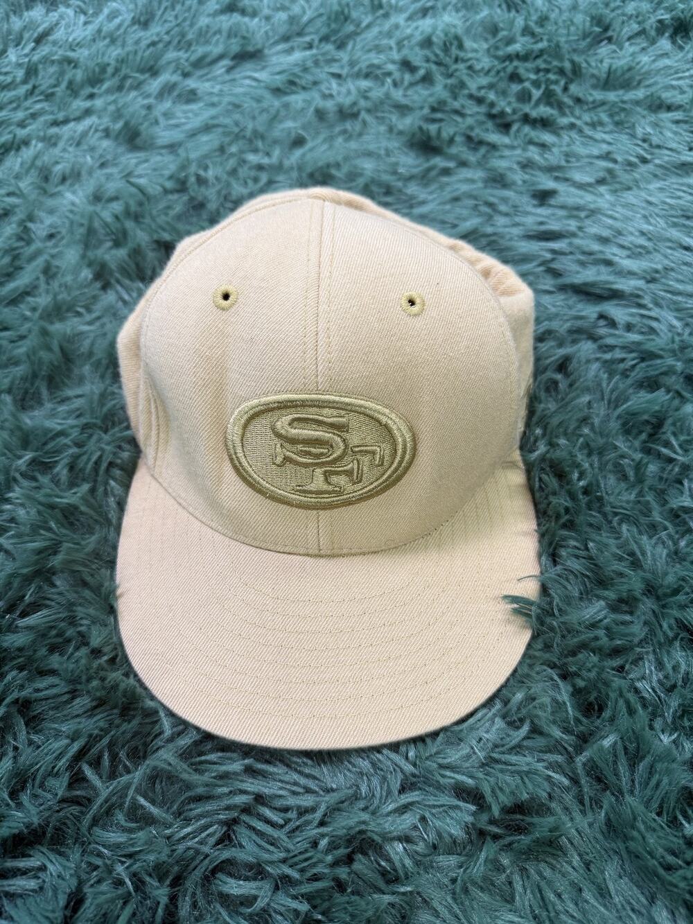 Reebok San Francisco 49ers NFL Fitted Hat Cap Tan Khaki Size 7 5/8 Officially